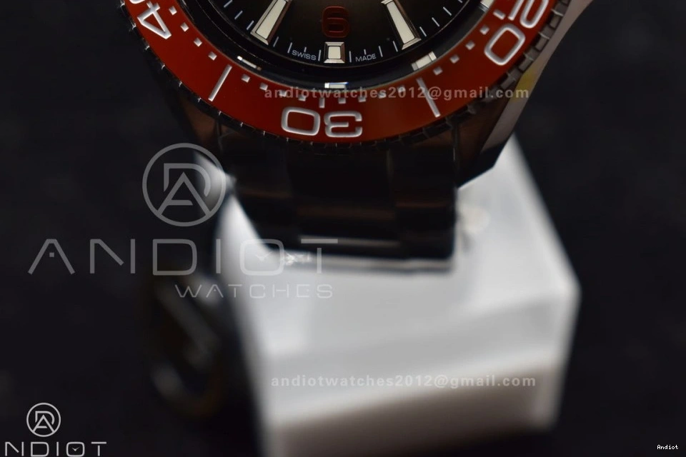 A2824 Ceramic Deep Edition 1:1 Bezel TF Orange Dial Best SS 6000M Seamaster on Gray Bracelet SS Ultra 1224